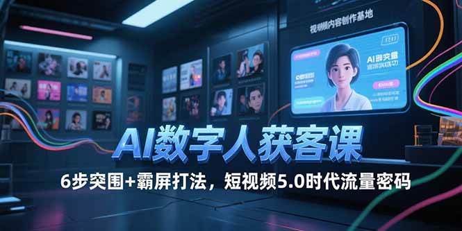 AI数字人获客课：6步突围与霸屏打法揭秘短视频5.0流量密码-无双副业