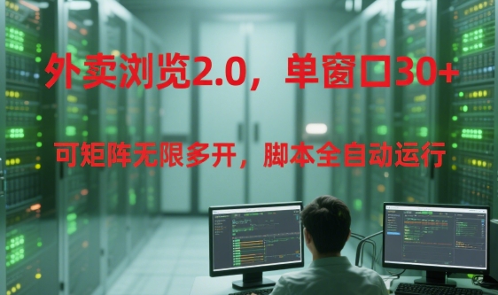 外卖浏览2.0单窗口30+矩阵多开全自动脚本揭秘-无双副业