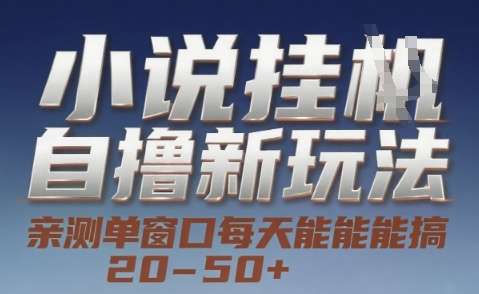 小说挂机新玩法 单窗口日赚20-50元 支持矩阵化批量操作-无双副业
