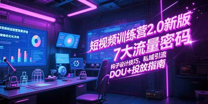 短视频训练营2.0新版，7大流量密码与私域引流实战指南-无双副业