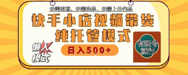 快手小店托管代运营揭秘，轻松月入5k+无需操作-无双副业