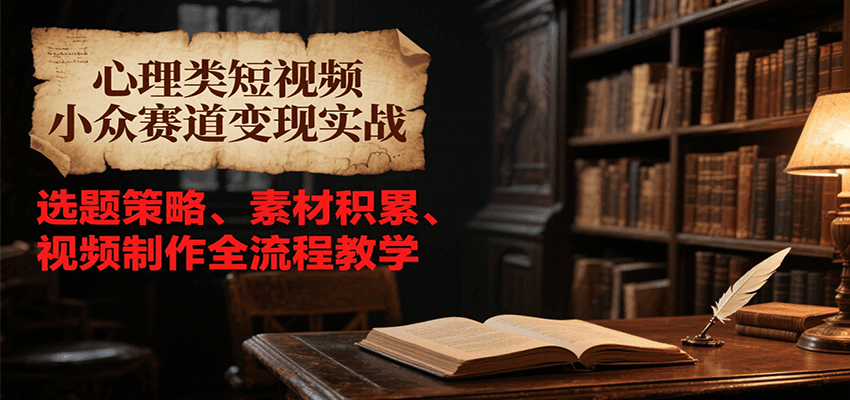 心理类短视频变现实战：选题策略与制作全流程教学-无双副业
