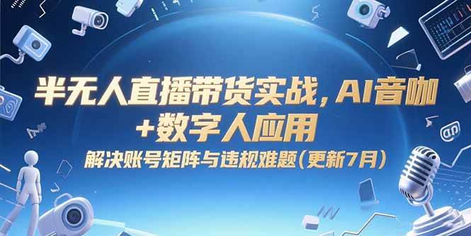 半无人直播带货实战：AI音咖与数字人应用解决账号矩阵与违规问题-无双副业