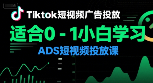 Tiktok短视频广告投放课程，适合0-1小白学习ADS投放-无双副业