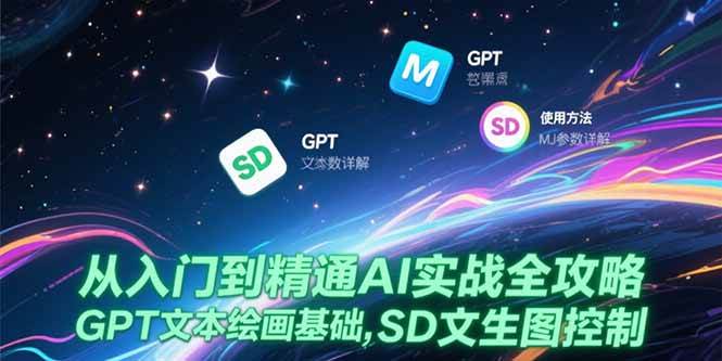 从入门到精通AI实战全攻略：GPT文本绘画与MJ参数详解-无双副业