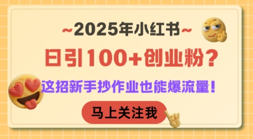 小红书日引100+创业粉？新手抄作业爆流量技巧-无双副业