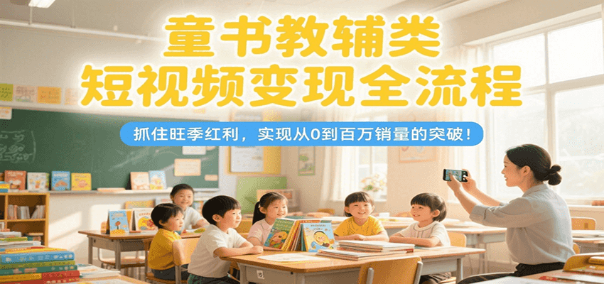 童书教辅短视频变现全流程，抓住旺季实现百万销量-无双副业
