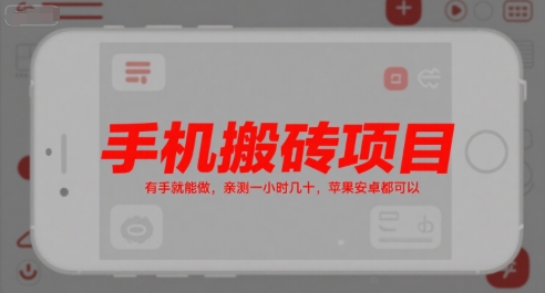 手机搬砖项目轻松赚钱 苹果安卓均可操作-无双副业