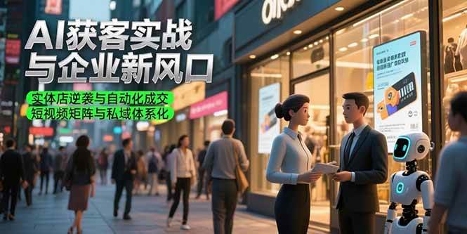 AI获客实战与企业新风口，实体店逆袭与自动化成交短视频矩阵与私域体系化-无双副业