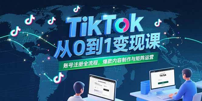 TikTok从0到1变现课：账号注册与爆款内容制作全流程-无双副业