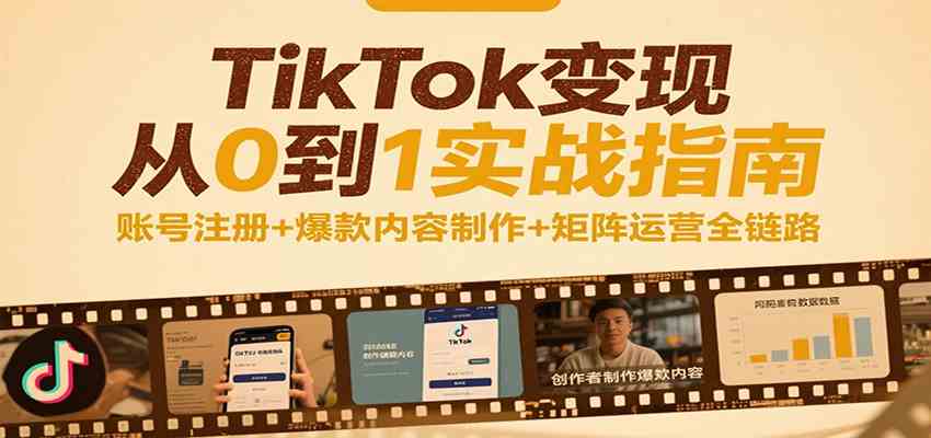 TikTok变现从0到1实战指南：账号注册与爆款内容制作全流程-无双副业