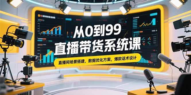 从0到99直播带货系统课，直播间场景搭建与数据优化方案-无双副业