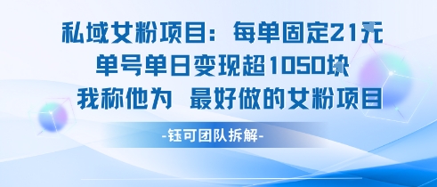 私域女粉项目：单日变现超千元的高利润玩法-无双副业