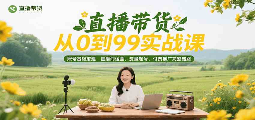 直播带货实战课：账号搭建运营与流量推广全链路-无双副业