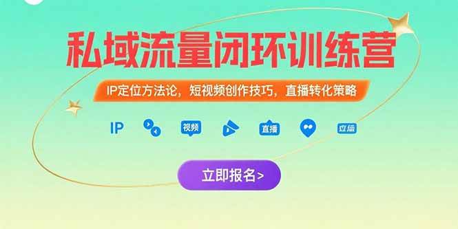 私域流量闭环训练营：IP定位方法论与短视频直播转化策略-无双副业