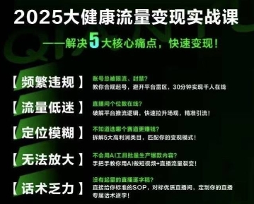 大健康流量全域新增长线下课视频，万亿蓝海从类目突围到模式迭代-无双副业