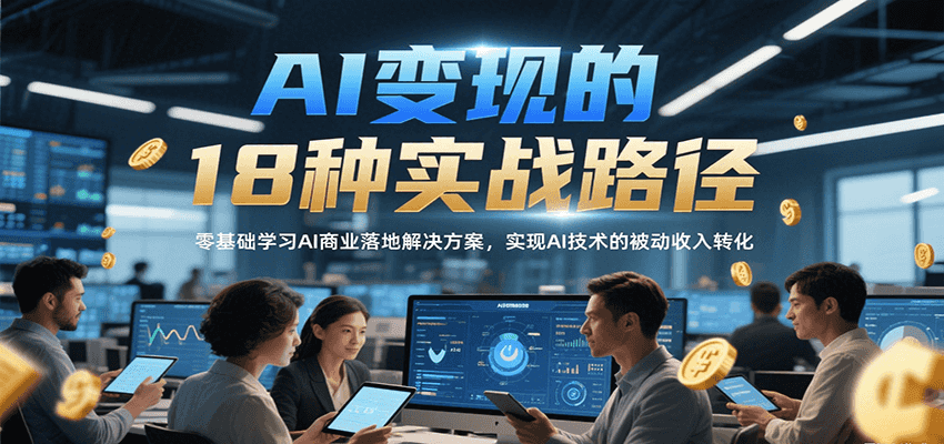 AI变现18种实战路径，零基础学习AI商业落地与被动收入转化-无双副业