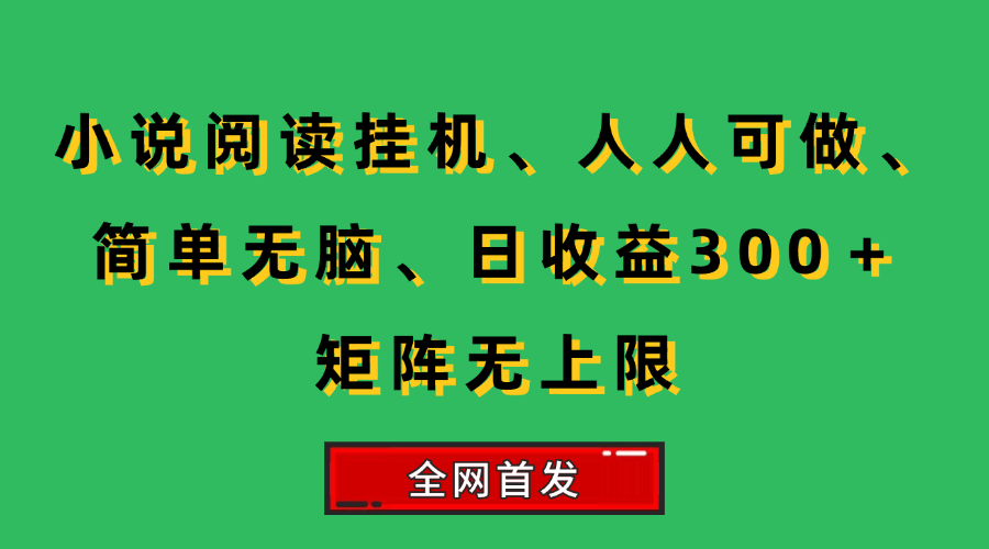 小说挂机阅读项目，轻松操作日赚300元，矩阵无限收益-无双副业