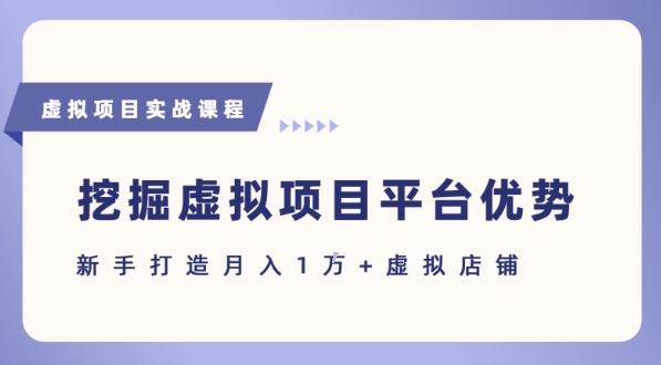 抓住虚拟项目平台优势新手轻松月入过万具体建议-无双副业