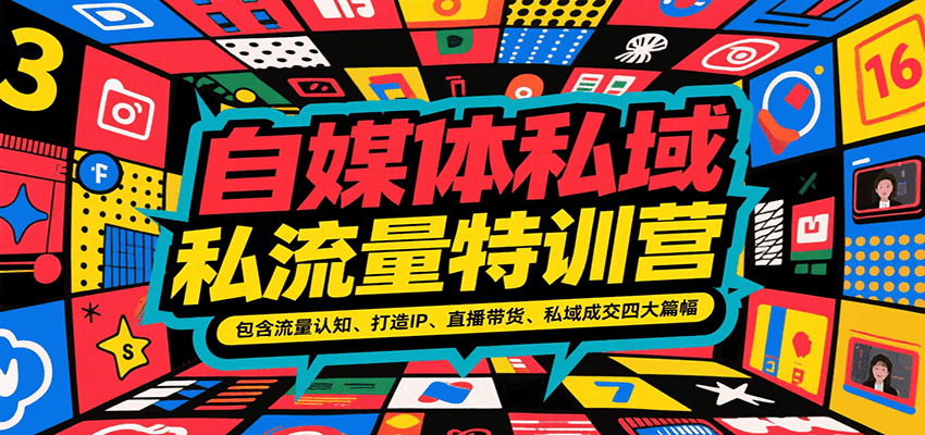 自媒体私域流量特训营：流量认知、IP打造、直播带货与私域成交-无双副业