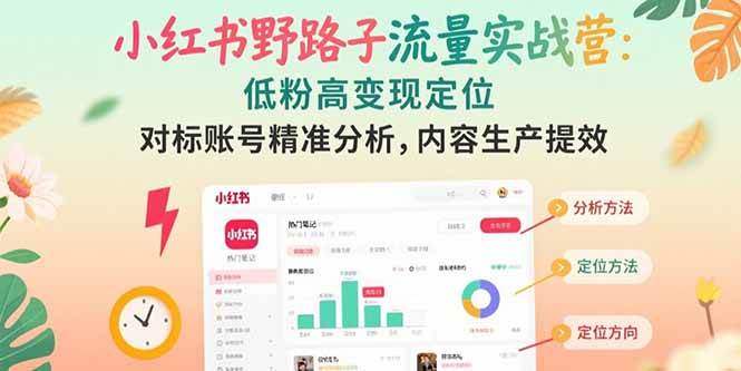 小红书野路子流量实战营：低粉高变现定位与内容生产提效-无双副业