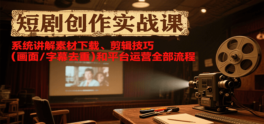 短剧创作实战课：素材下载剪辑技巧与平台运营全流程-无双副业