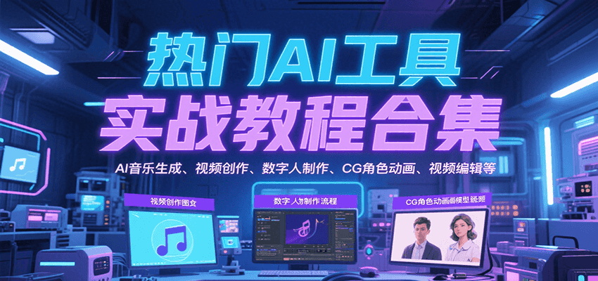 热门AI工具实战教程合集：音乐生成、视频创作与数字人制作-无双副业