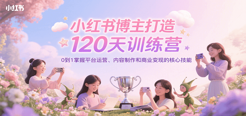 小红书博主全链路成长训练营，0到1掌握运营与变现-无双副业