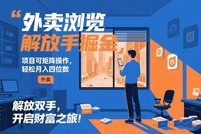 外卖浏览掘金项目可矩阵操作日入500+-无双副业