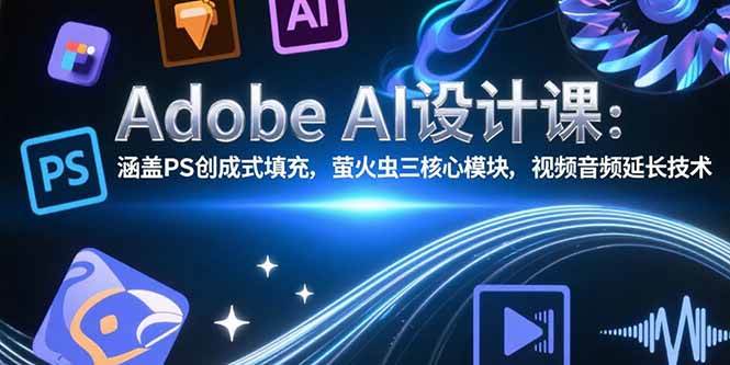 Adobe AI设计课：PS创成式填充与萤火虫三模块及音视频延长技术-无双副业