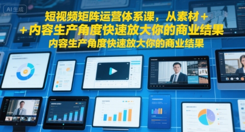 短视频矩阵运营体系课：素材与内容生产提升商业效果-无双副业