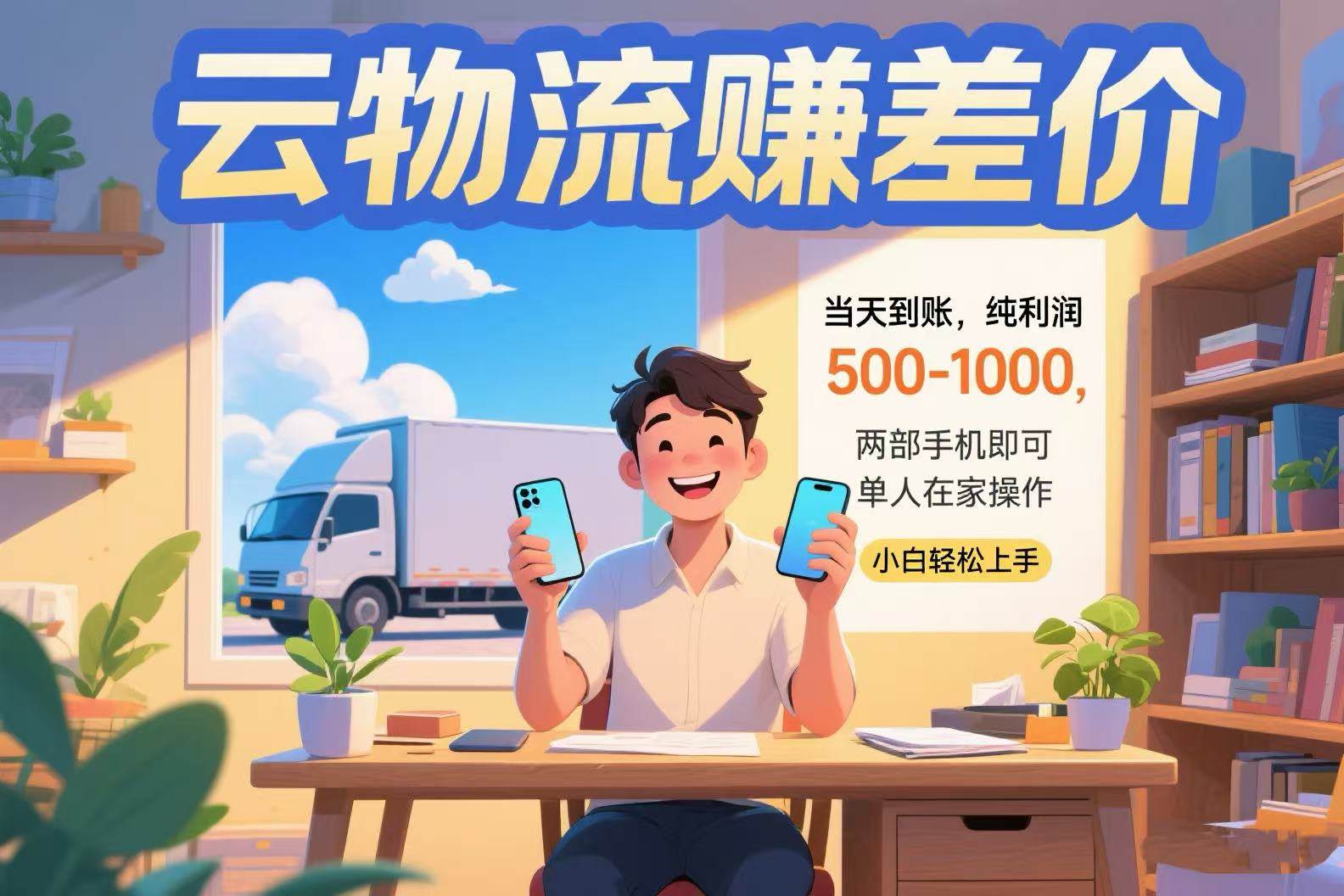 云物流赚差价当天到账纯利润500-1000 两部手机单人可操作-无双副业