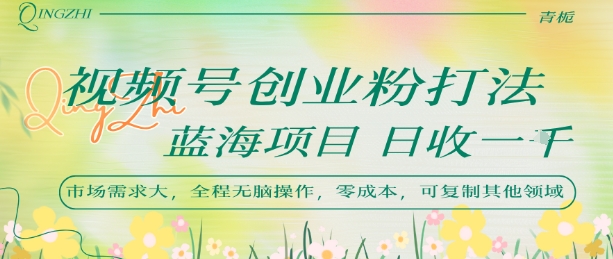 视频号创业粉打法日入1k蓝海项目市场需求大全程无脑操作可复制-无双副业