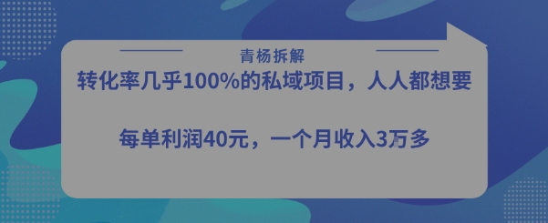 高转化私域项目每单利润40-50元月入过万-无双副业