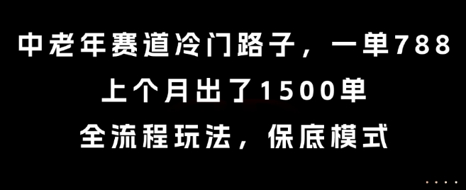 中老年赛道冷门高利润玩法，788元单月1500单全流程揭秘-无双副业
