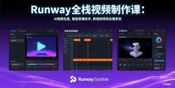 Runway全栈视频制作课：AI视频生成与智能剪辑技术-无双副业