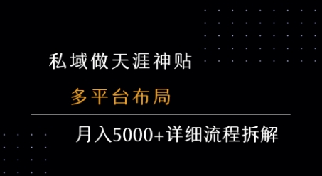 私域运营多平台布局天涯神贴月入5k+全流程解析-无双副业