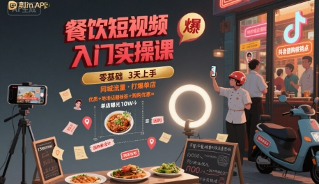 餐饮短视频实操课引爆同城流量提升单店业绩-无双副业