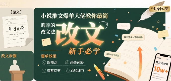 小说推文爆单大佬教你简单改文方法实操课-无双副业