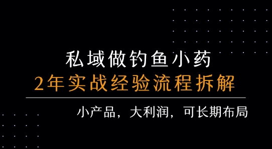 私域运营钓鱼小药高利润项目全流程解析-无双副业