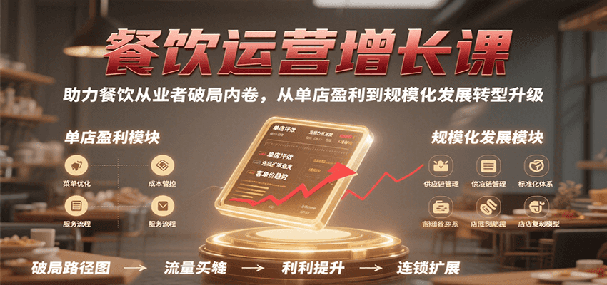 餐饮运营增长课助力单店盈利到规模化发展-无双副业