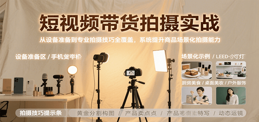 短视频带货拍摄实战，从设备准备到专业拍摄技巧全覆盖-无双副业