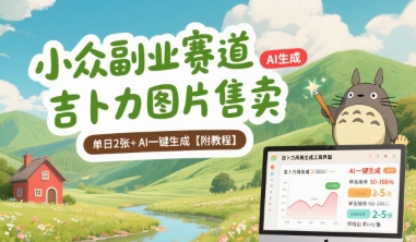 小众副业吉卜力图片售卖 AI一键生成教程-无双副业