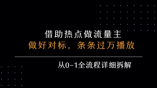 借力热点玩转流量主，从0到1实现月入5k+全流程-无双副业