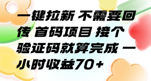 一键拉新首码项目揭秘 接验证码轻松赚70+收益-无双副业
