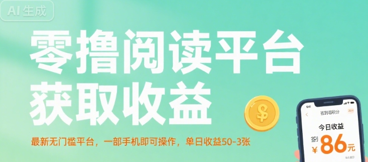 零撸阅读平台无门槛赚钱，手机操作日赚50-300元-无双副业