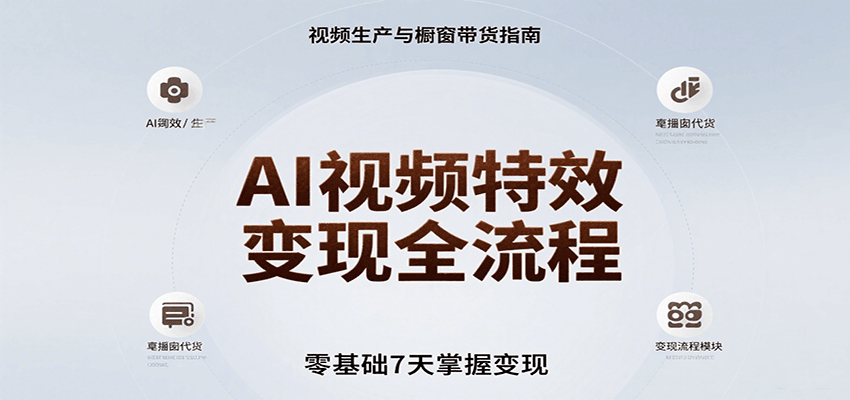 AI视频特效变现全流程，零基础7天掌握视频生产到带货变现-无双副业