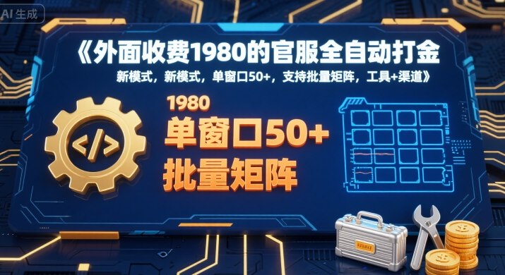 官服全自动打金新模式单窗口50+支持批量矩阵工具渠道揭秘-无双副业