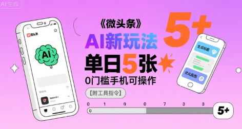 微头条AI新玩法，小白单日5张+，0门槛手机可操作附工具指令-无双副业