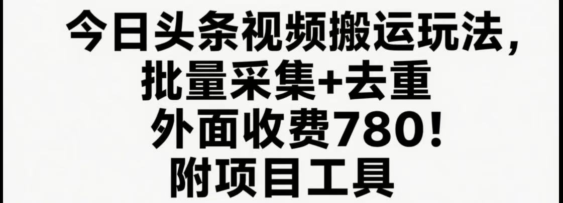 今日头条视频搬运玩法与去重软件使用指南-无双副业
